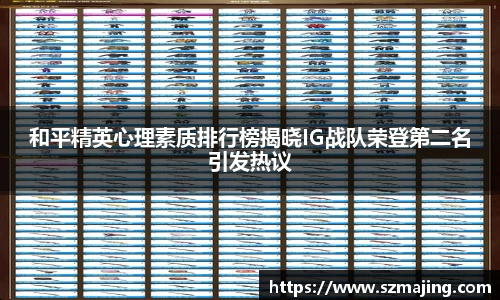 和平精英心理素质排行榜揭晓IG战队荣登第二名引发热议